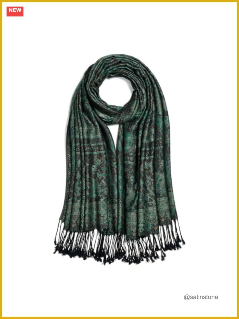 Viscose Acrylic Silk Pashmina Shawl Reversible Jacquard Wrap with Fringe